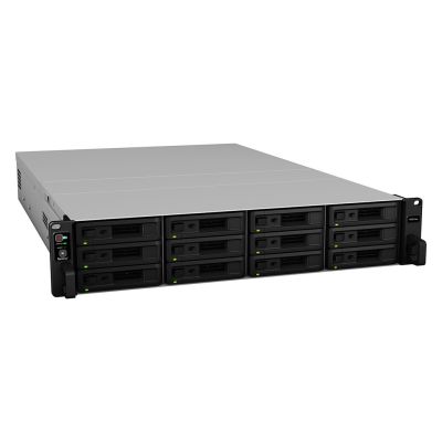 6. NAS Synology RS3618xs; 2U RACK; 12x (3.5" SATA HDD/2.5" SATA HDD); Intel Xeon D-1521; 8 GB DDR4 ECC UDIMM (max. 64 GB), 4x 1GbE RJ-45