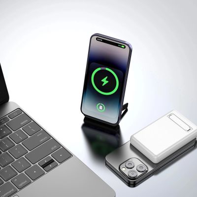 2. Dudao K14S+ 10000mAh 22.5W Magnetic Power Bank USB-A + USB-C Compatible with MagSafe with Stand - White