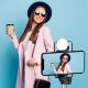 13. Selfie stick WR1YXS telescopic tripod 0.71m with round lamp - black