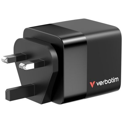 7. Verbatim Gan 65W charger 2xUSB-C PD, 1xUSB-A, retrac. Cable 32217