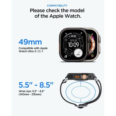 10. Spigen Lite Fit Pro Strap + Tempered Glass Screen Protector for Apple Watch Ultra 49mm - Black