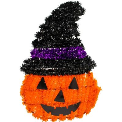 7. DECORATIVE PUMPKIN FIGURINE 35CM HALLOWEEN PURPLE STRIP