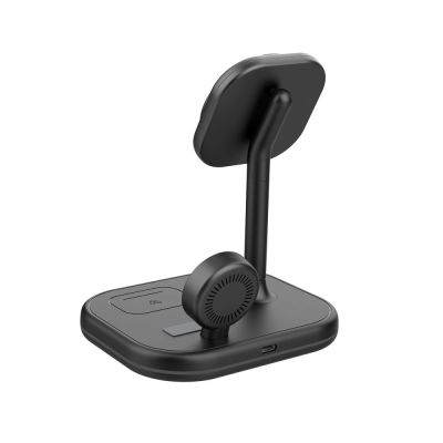 5. Tech-Protect QI15W-A27 3-in-1 Inductive Charger with MagSafe Stand for Smartphone / Apple Watch / AirPods - Black