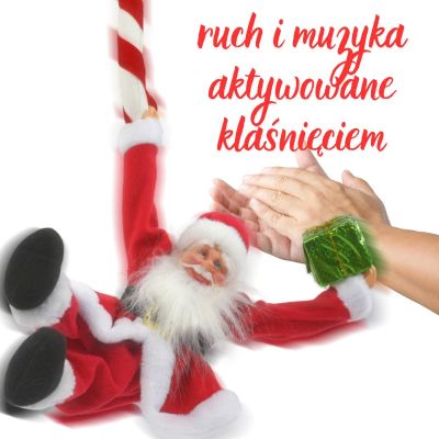 5. CHRISTMAS SANTA CLAUS PLAYING MOVING HANGING WITH CANDY LOLLIPOP 82CM MICA