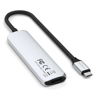 4. Satechi 4-in-1 USB-C Slim Multiport Adapter 4K - Aluminum Adapter for USB-C Mobile Devices (USB-C, 4K HDMI, 2x USB-A) (Silver)