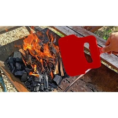6. RED MANUAL BLOWER FOR STARTING A GRILL, FIREPLACE, OR CAMPFIRE