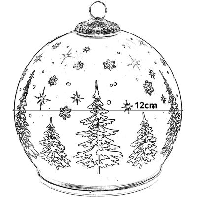 5. DECORATIVE GLASS LED BAUBLE 12 CM SPARKLING ROTATING – WHITE