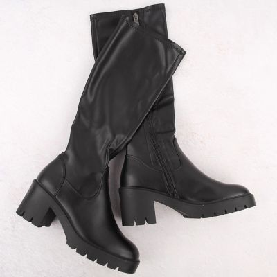 14. Women’s Heeled Platform Boots, Warm-Lined, Black, Vinceza 58332