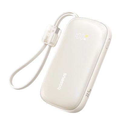 Baseus EnerFill FC21 Qpow 3 Ultra 10000mAh 22.5W Powerbank with attached cable lanyard - beige