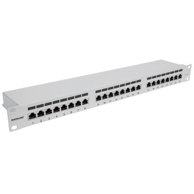 2. INTELLINET 24-Port Cat6a Patchpanel FTP 1HE gray