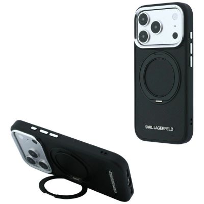 Karl Lagerfeld Ring Stand 360 Saffiano Classic Logo MagSafe Case for iPhone 18 Pro / 17 Pro - Black