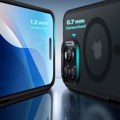 4. ESR Classic Hybrid Halolock MagSafe Case Set + Tempered Glass for iPhone 16 Pro Max - Semi-Transparent with Black Frame