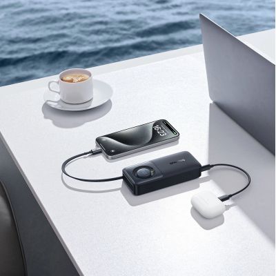 8. Baseus Free2Pull 10000mAh 30W powerbank with USB-C port and retractable USB-C cable - black