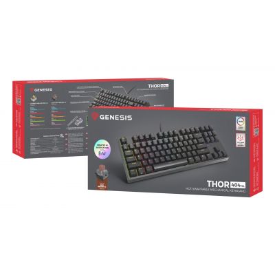 2. GENESIS THOR 404 TKL US GAMING KEYBOARD RGB BACKLIGHT MECHANICAL BLACK KAILH BOX BROWN