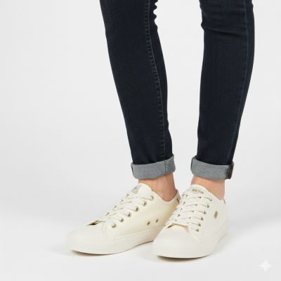 5. Beige women's low-top textile sneakers Big Star TT274004