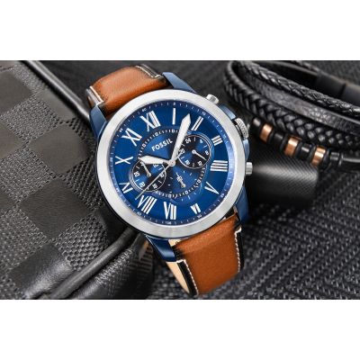 5. FOSSIL Grant Leather Men's Watch FS5151 + BOX