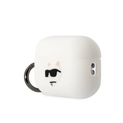 3. Karl Lagerfeld KLAP2RUNCHH AirPods Pro 2 cover white/white Silicone Choupette Head 3D
