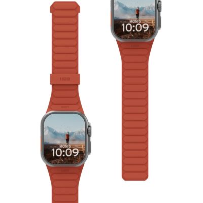 2. UAG Pathfinder - silicone double-sided magnetic strap for Apple Watch series: 1-3, 42mm / series 4-6 & SE 1-2, 44mm / series 7-9, 45mm / series 10, 46mm / Ultra 1-2, 49mm (olive/rust)