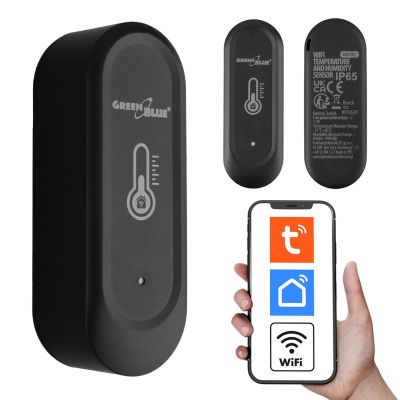 12. GREENBLUE OUTDOOR WIFI TEMPERATURE AND HUMIDITY SENSOR, ANDROID/IOS, 3.0V DC, LR03X2, IP65 GB741