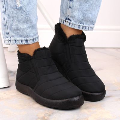 15. News W EVE438A Waterproof Slip-On Snow Boots Black