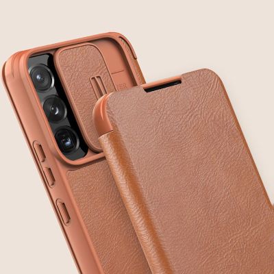 15. Nillkin Qin Leather Pro Case Case for Samsung Galaxy S22+ (S22 Plus) Camera Protector Holster Cover Flip Case Brown