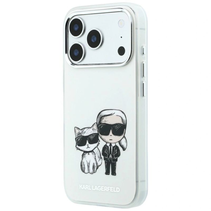 2. Karl Lagerfeld Smooth Karl & Choupette Bodies Sketch MagSafe Case for iPhone 18 Pro Max / 17 Pro Max Beige