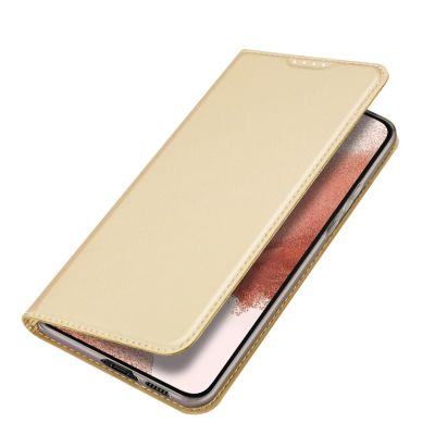 4. Dux Ducis Skin Pro Case for Samsung Galaxy S23+ Flip Card Wallet Stand Gold