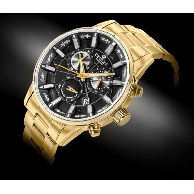 2. Men's Watch Giewont Chronograph Sapphire Gold Black GW4580-B4