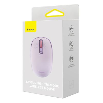 9. Baseus F01B 2.4GHz Wireless Mouse + Bluetooth 3.0 + 5.0 - Purple