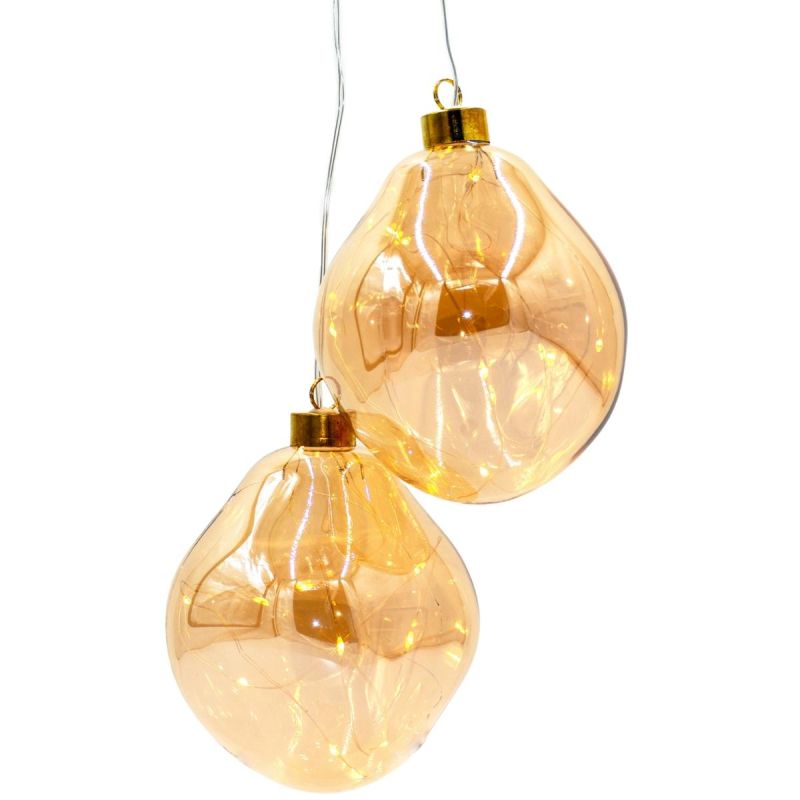 17. GLASS DROP BALL MAT 2 PCS LED 12 CM GOLD