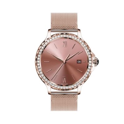 7. VELTORI VT320-1 Women's Smartwatch Gold Bracelet + Pink Silicone Strap