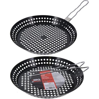 18. Grilling pan with foldable handle, non-stick, black