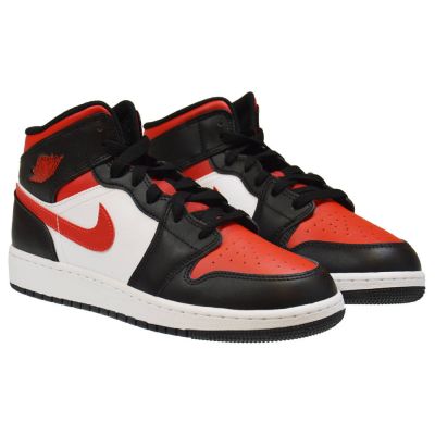 3. Air Jordan 1 Mid GS Fire Red Basketball Shoes - 554725-079