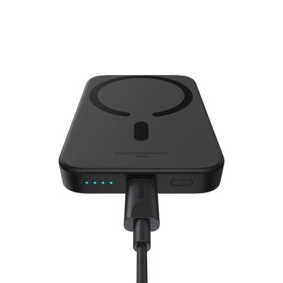 8. Baseus Magnetic Mini Air 6000mAh 20W Powerbank with Inductive Charging and Baseus Simple USB-C Cable (20V/3A) 30cm - Black