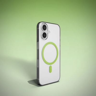 8. Puro Lite Mag TPU+PC Case Compatible with MagSafe for iPhone 17 - Transparent with Green Ring