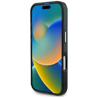 5. Guess IML Metal Glitter 4G Circle Triangle MagSafe Case for iPhone 16 - Black