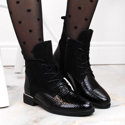 13. Filippo W PAW476 black patent leather insulated ankle boots