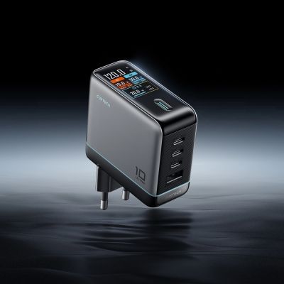 2. Cuktech AD1204U 120W Wall Charger with Display and USB-C Cable - Silver