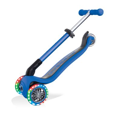 17. Globber Foldable 3-Wheel Scooter Lights Navy Blue Jr 437-100