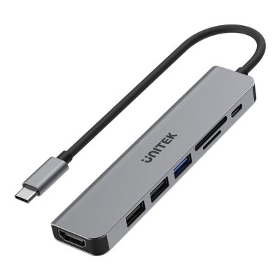 21. UNITEK HUB USB-C 7IN1, HDMI 4K, PD 100W, 5GBPS, ALU