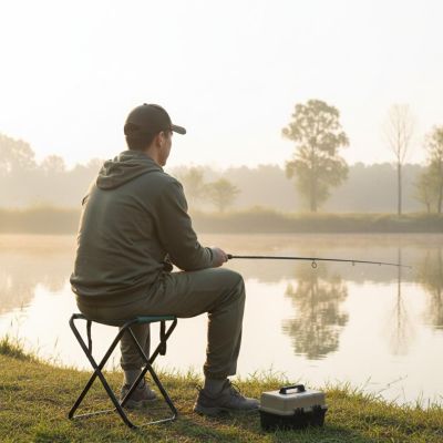 8. FISHING CHAIR CAMPING FOLDING STOOL WITH HANDLE REDCLIFFS GREEN