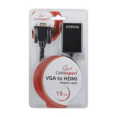 4. GEMBIRD A-VGA-HDMI-01 adapter (HDMI F - D-Sub (VGA), 3.5 mm stereo jack, USB 2.0 M; 0.15 m; black)