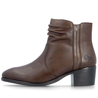 3. Women's brown leather ankle boots on a block heel Rieker 73953-27