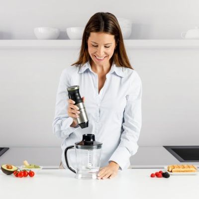 10. Taurus 1500W hand blender with accessories (chopper, whisk, steel tip, measuring cup)