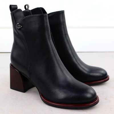 3. Black leather women’s ankle boots with a decorative heel Filippo DBT7363