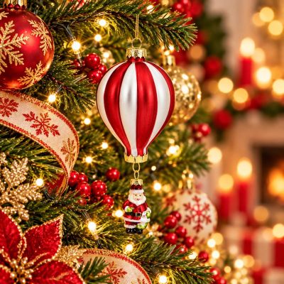 4. GLASS BALLOON ORNAMENT WITH SANTA SASKA GIFT & DECOR
