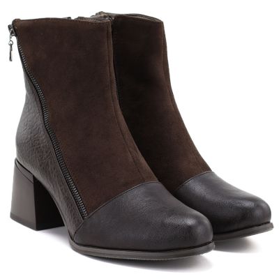 4. Women's insulated ankle boots with a block heel, chocolate M.Daszyński SA269-5