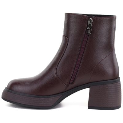 3. Women's leather ankle boots on a burgundy platform D&A S.Barski CR62-3369