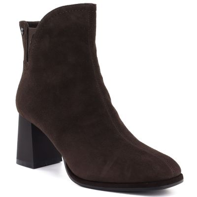 Women's brown leather high-heeled ankle boots Big Star UU274379