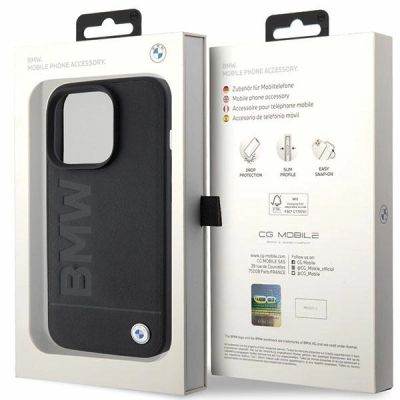 8. BMW Leather Hot Stamp case for iPhone 15 Pro - black